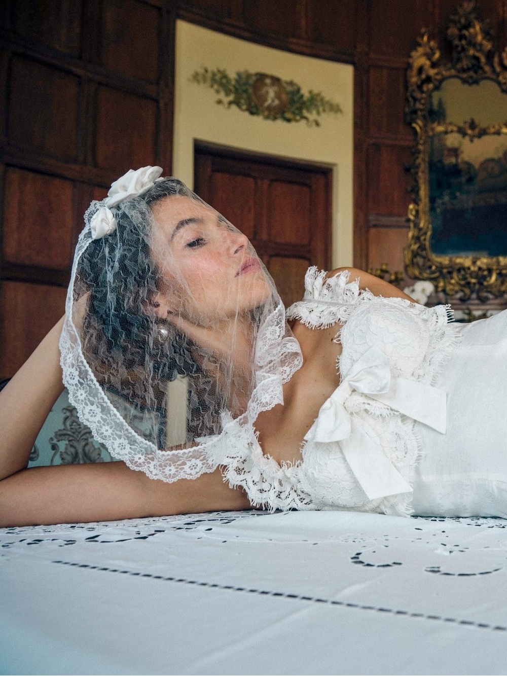 For Love & Lemons x Victoria's Secret Bridal Lace Blusher Veil NWT